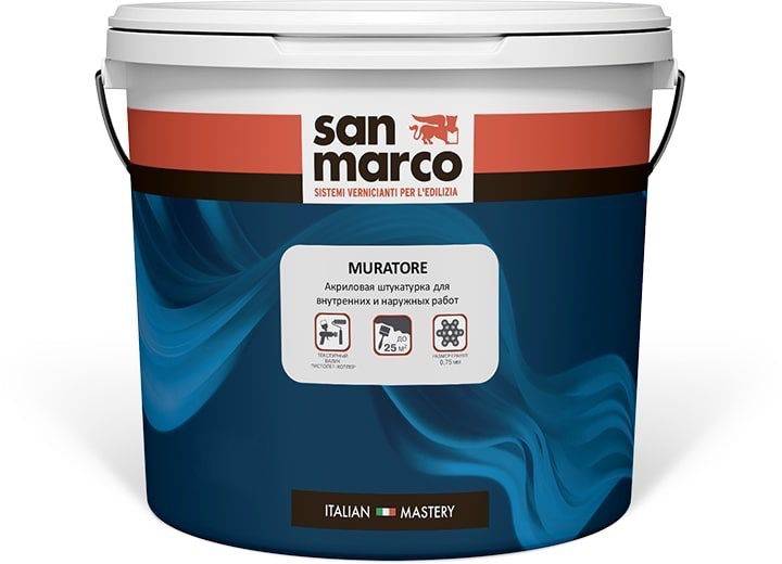 Штукатурка акриловая текстурная на водной основе База белая 1kg Muratore bianco San Marco R3900019-1kg